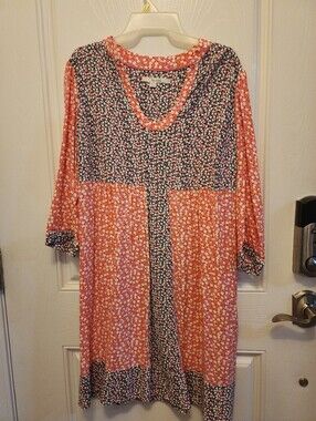 Boden Women's Pink Floral Patchwork V-Neck Dress